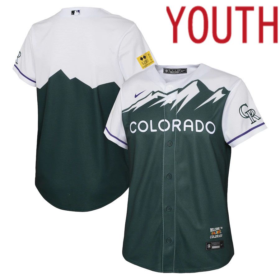 Cheap Custom Youth Colorado Rockies Blank Nike Green 2022 City Connect Replica Team MLB Jersey